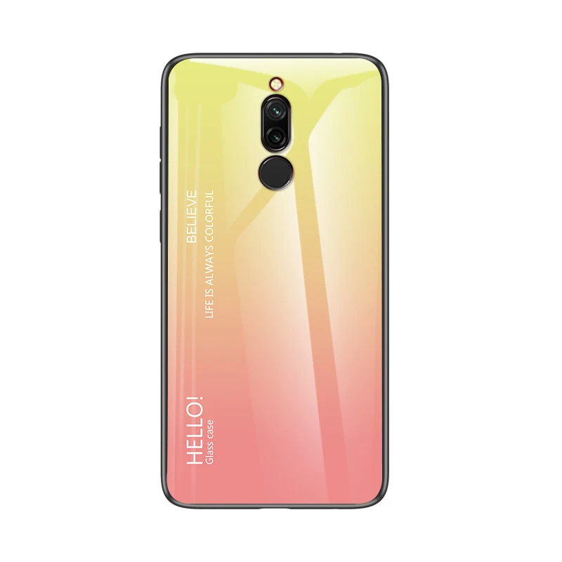 Для Xiao mi Red mi Note 5 6 Pro 6A 7 Чехол из закаленного стекла с градиентом для Xiaomi mi 8 A2 Lite A1 9 mi 8 mi 6 mi 9 Pocophone F1 чехол - Цвет: Yellow