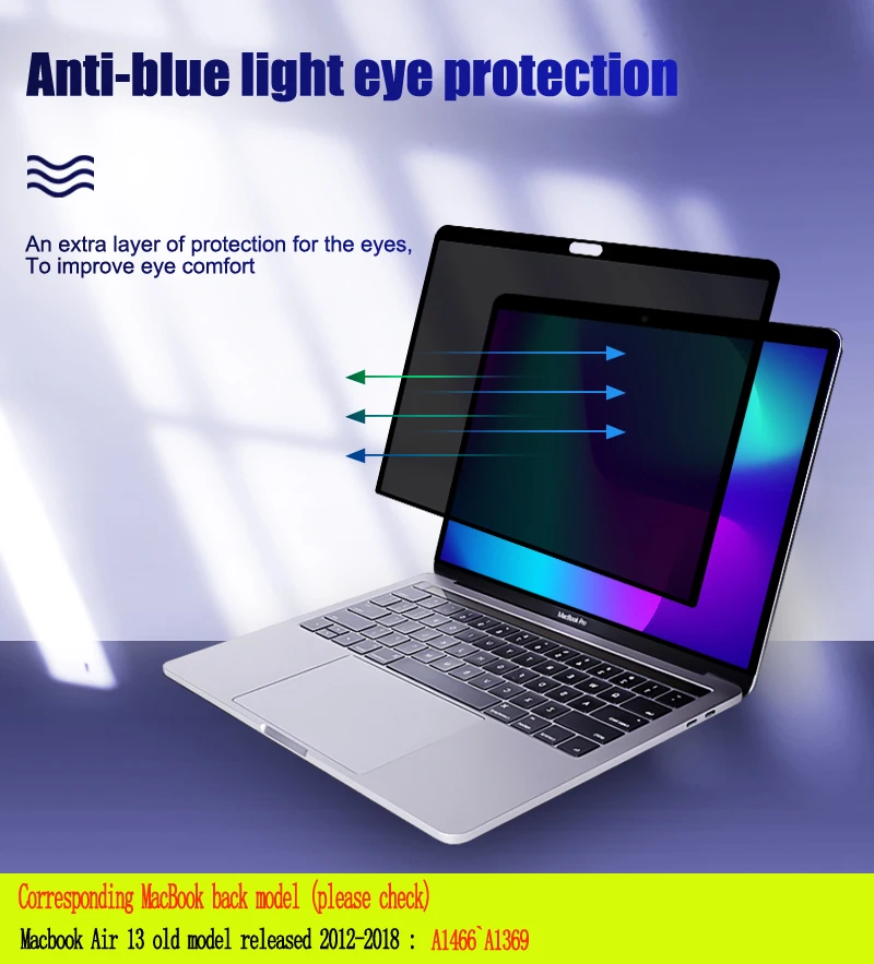 Filtro Privacy Anti Spy Pet Screen Pellicola Protettiva Per Macbook Old Air 13 Pollici A1466 A1369 Rilascio 2012 ~ 2018