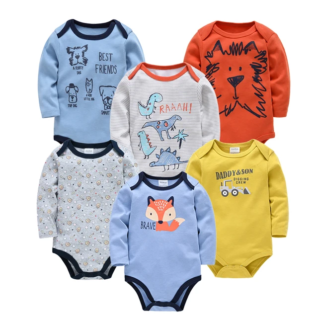 Kavkas Baby Boys Girls Bodysuit 6 PCS 3 PCS Long Sleeve 100 Cotton Baby Clothes 0