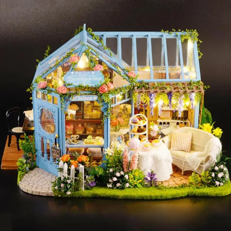 Собрать DIY деревянный дом, игрушки, модель кукольного домика, мини кукольный домик, игрушки ручной работы, ручной работы, светодиодный светильник