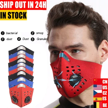 

Anti-fog pm2.5 Breathable Cycling Face Mask Sport Training Anti-Pollution Running Mask With Activated Carbon Filter