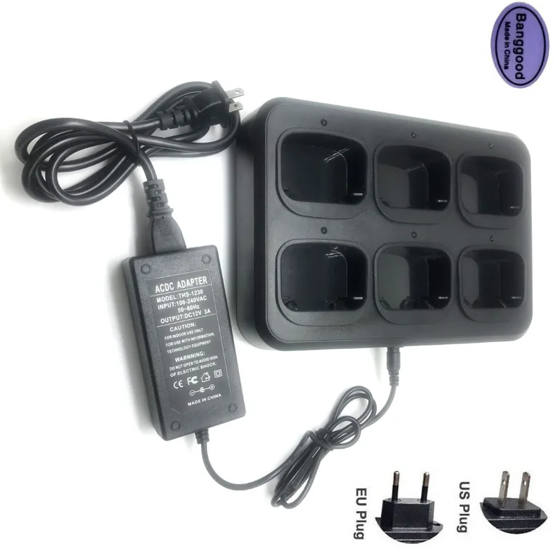 Multi-functional Dock Charger AC/DC Adapter 6-Way Rapid Charging For TYT MD390 MD-390 MD-UV390 RT8 RT81 Radio Walkie Talkie