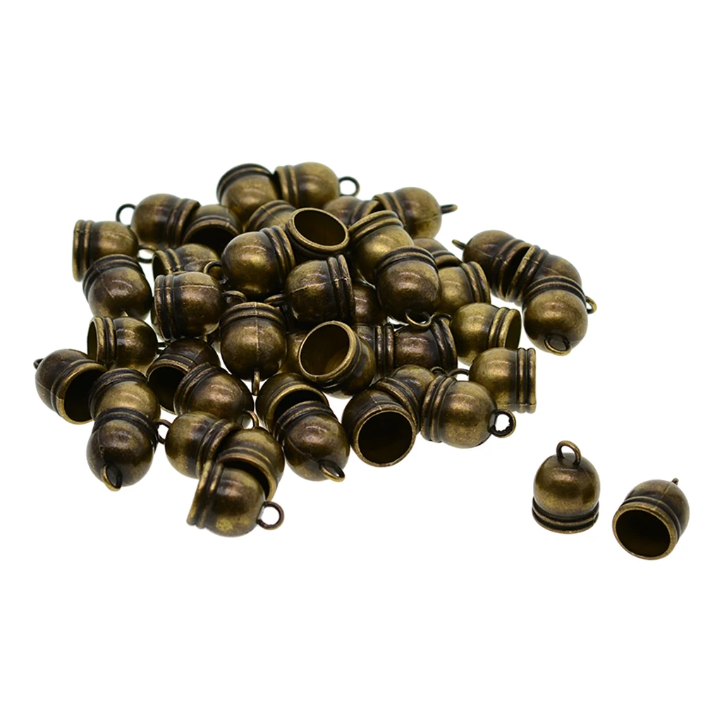 50pc Bell End Cap Bead Stopper Fit 10mm Leather Taseel Cord DIY Jewelry Findings