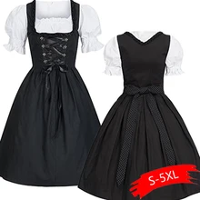Новое Праздничное Платье Dirndl Платье фартук-Блузка Размер Черный передний Ремень сзади бант платья Лолиты Новое весеннее кружевное платье с бантом сзади