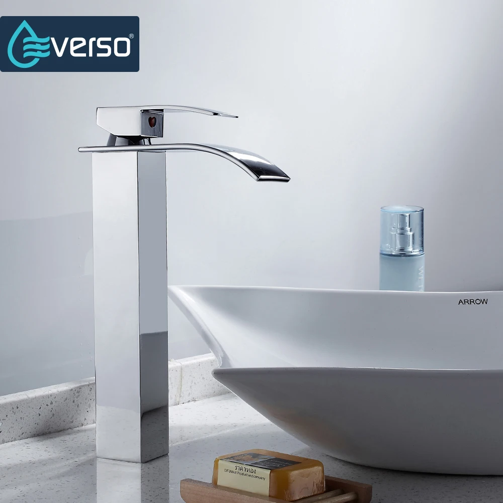Хромированный смеситель для раковины EVERSO кран горячей и холодной воды с одной