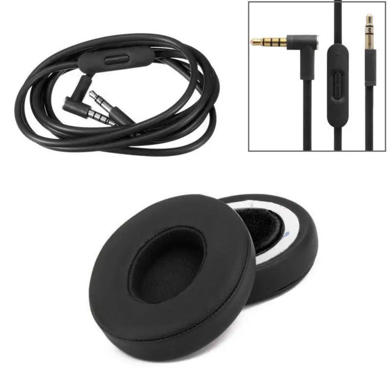 Replacement Ear Pads Cushion Audio Cable Cord for Beats By Dr Dre Solo 2 Wired Earphone Headphones Replacement Parts Set