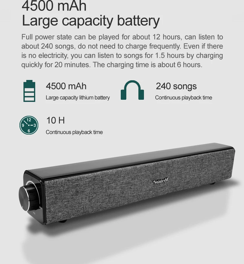 20W wireless bluetooth speaker computer TV subwoofer speaker portable bookshelf column computer-aided rotation