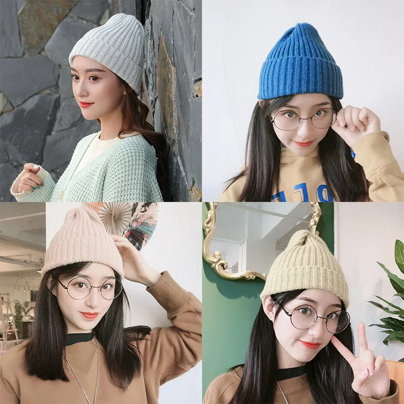 Fashion winter hat mohair male lady curling knit hat outdoor travel Unisex windproof warm wool knit hat