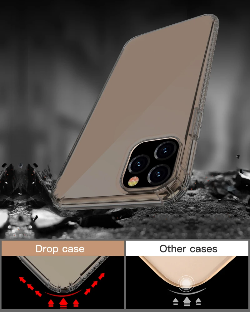 

Fashion Shockproof Bumper Transparent Silicone Phone Case Clear Protection Back Cover Shell Cases For IPhone 11 Pro Max X Plus