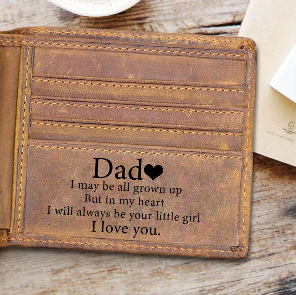 

Father's Engarved Gift Personalized Genuine Leather Wallet for Men, Custom Gifts for Daddy From Daughter Son, Daddy Birthday Day