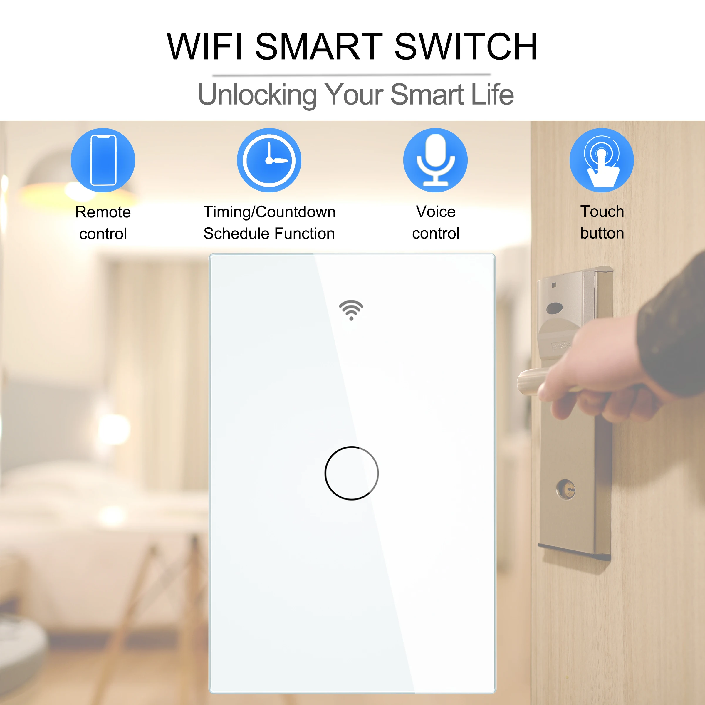 Wi-Fi настенный сенсорный выключатель Smart RF светильник Переключатель 1/2/3 приложение Tuya голос Беспроводной дистанционного Управление Поддержка Alexa Google Home