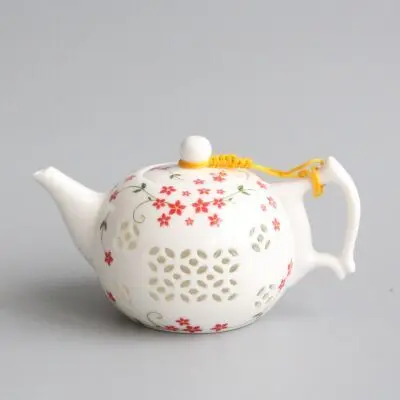 Керамический голубой и белый фарфоровый чайный набор кунг-фу Linglong чайный сервиз Кристалл полый чайник Цзиндэчжэнь - Цвет: 1