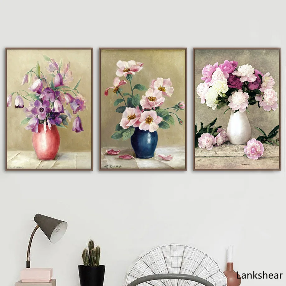 

Vase Peony Flower Nordic Posters And Prints Wall Art Canvas Painting Oil Painting Decoration Pictures For Living Room Home Decor