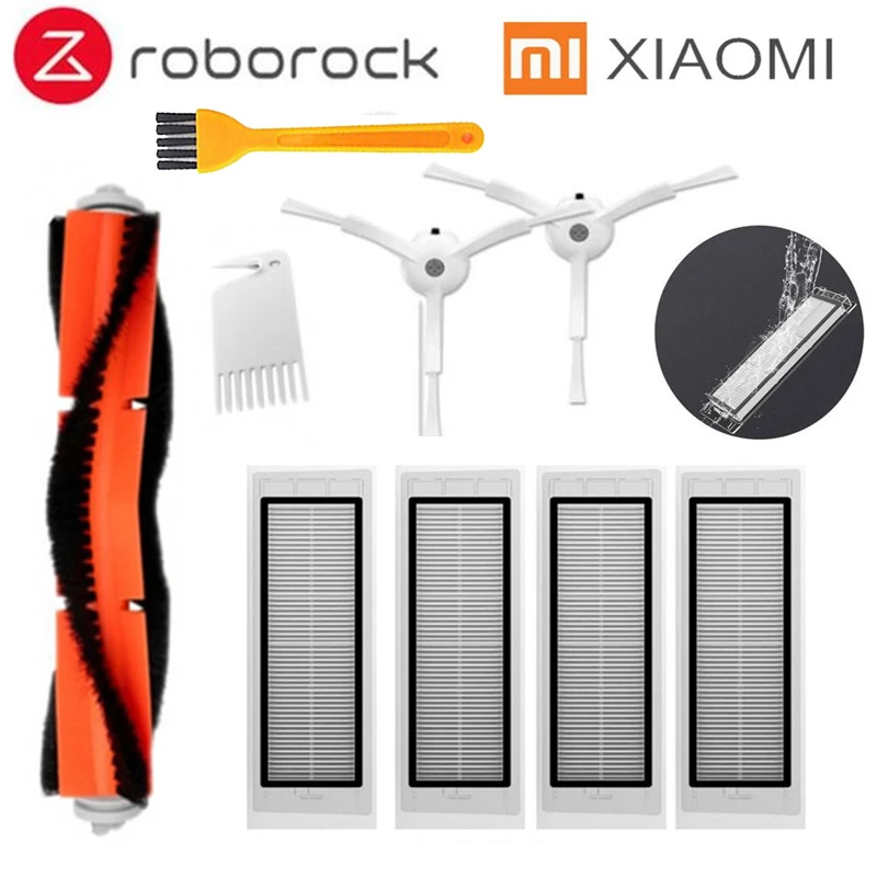 2* боковая щетка+ 4* HEPA фильтр+ 1* основная щетка подходит для xiaomi Вакуумный 2 roborock s50 S51 S55 xiaomi roborock xiaomi Mi робот
