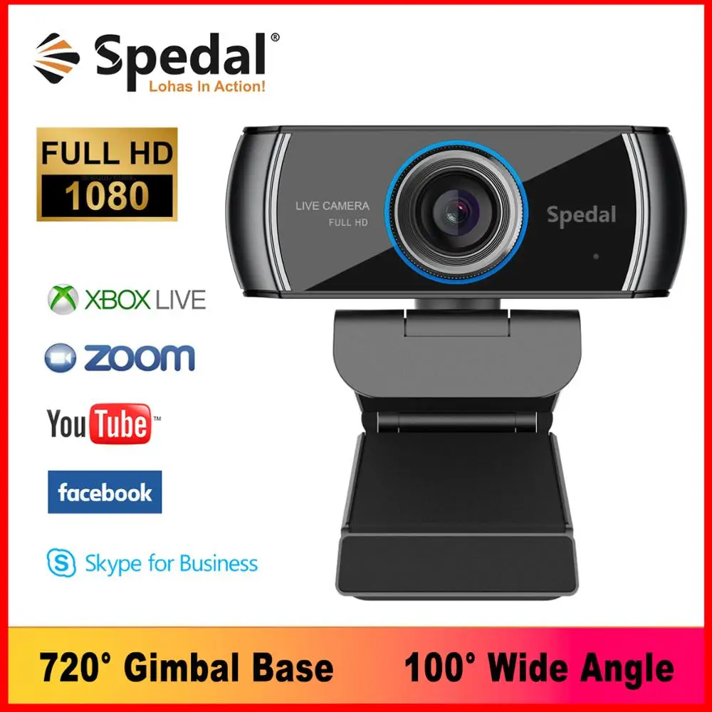 Spedal C920 1080p Hd веб-камера с микрофоном 100 ° Широкий формат видео конференц-связи прямые трансляции Бесплатный накопитель для компьютера Mac ноутбука