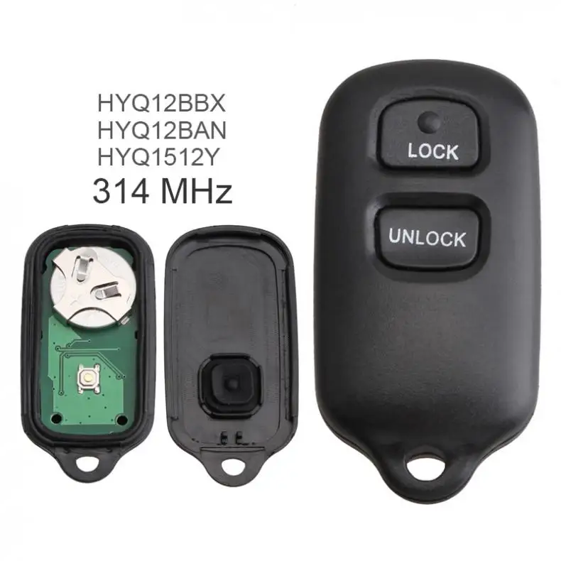

314MHz 2+1 Buttons Keyless Uncut Flip Remote Key For-Fob HYQ12BBX, HYQ12BAN, HYQ1512Y, RSS-210 for 2000-2008 Toyota