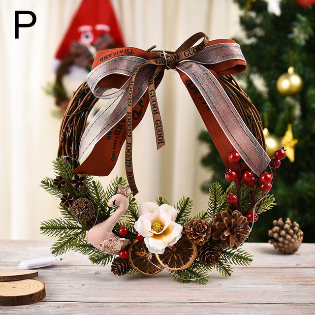 Wreath With Bow Door Hanging Rattan Ornament Garland Xmas Wall Window Wedding Decorations Home Decor Leaves