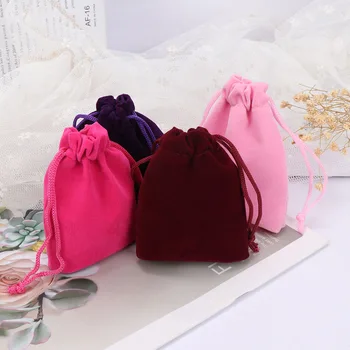 

10pcs/set 7x9cm Pocket Jewelry Flocking Coin Purse Drawstring Bags Pouches Travel Storage Bag Functional Gift Pouch