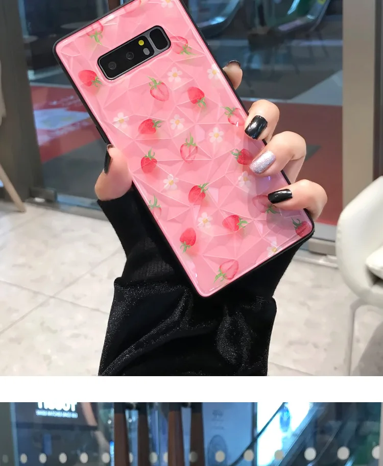 3D чехлы с алмазным узором для Samsung Note 8 9 S10E мультфильм Клубника Лимон чехол для телефона Samsung Galaxy S8 S9 S10 Plus
