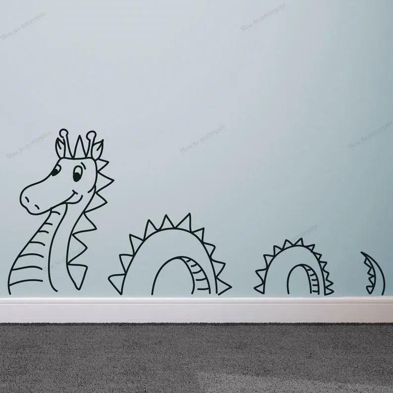 Kids Room Wall Sticker Loch Ness Cartoon Friendly Monster Vinyl Art Decal Custom Stickers Nursery WU266 | Дом и сад