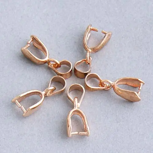20pcs 18kgp Rose Gold Plated Pinch Clip Bail Beads 15mm Diy Findings