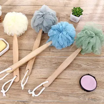 

Wooden Long Handle Bath Brush Soft Nylon Mesh Shower brushes Back Scrubber Shower Body Cleaner Handle Spa Soap Cleaner