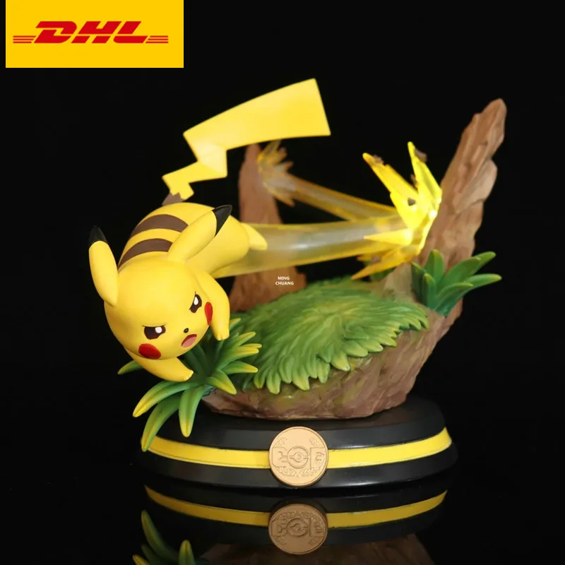 

5" Kawaii Pet Cartoon Statue Quick Attack Bust Pikachu Full-Length Portrait With LED Light GK Action Figure Toy BOX 12CM V713