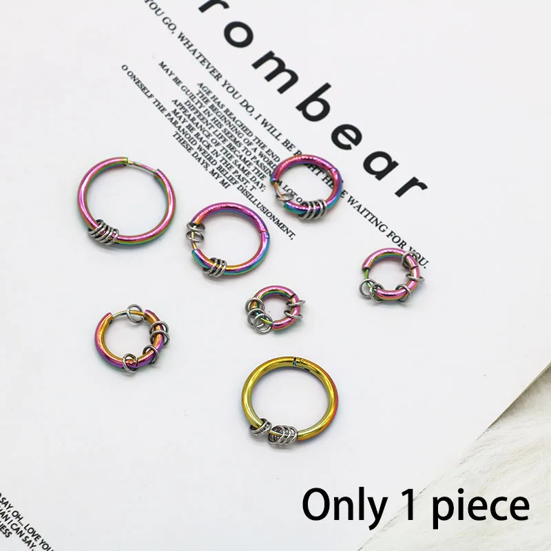 Colors Silver Новое поступление, пирсинг, серьги-гвоздики из нержавеющей стали, Круглая Подвеска для женщин и мужчин, панковские подарочные украшения для ушей, 1 штука - Окраска металла: Colors Silver