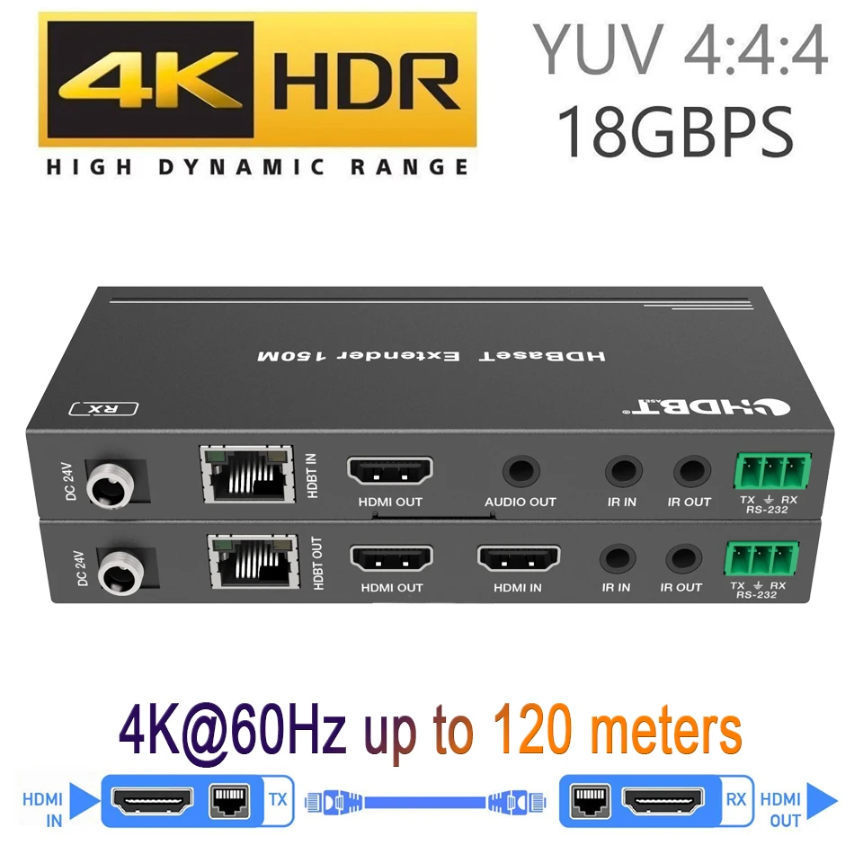 2021 Лучший 4K 60Hz HDMI удлинитель HDBaseT с IR 120m POE через RJ45 Cat5e/6 кабель поддержкой 2 0 &amp HDCP |