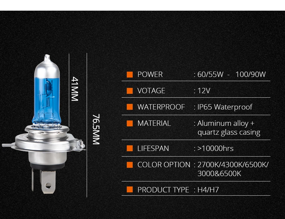 H4 H7 галогенная лампа 55 Вт 100 6500K Белый Подол короче спереди и длиннее сзади) луч супер яркий автомобиль головной светильник противотуманные лампы ксеноновые Темно-Синий Стекло светильник лампочка 12 в 1 шт./партия