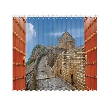 

Great Wall of China Shade Curtain,Majestic Cultural Defensive Longest Architecture of Silk Road Tower Image for Office,70" W x