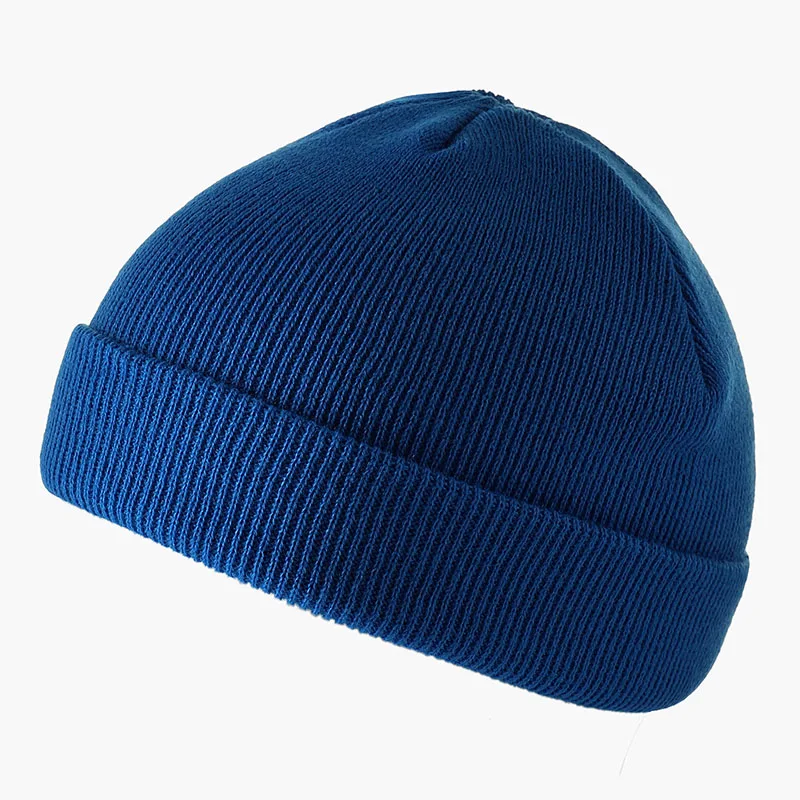 Вязаные шапочки унисекс, зимняя женская шапка, шапочки для мальчиков и девочек, эластичные шапочки в стиле хип-хоп, Осенние Теплые шапочки - Цвет: Lake Blue