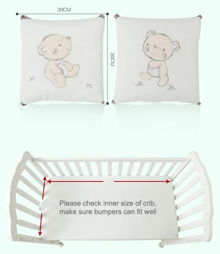Babymio Детские бамперы в бампер для детской кроватки, защита для кроватки, дышащие подушки для детской кроватки для младенцев 30 см x 30 см x 6 шт