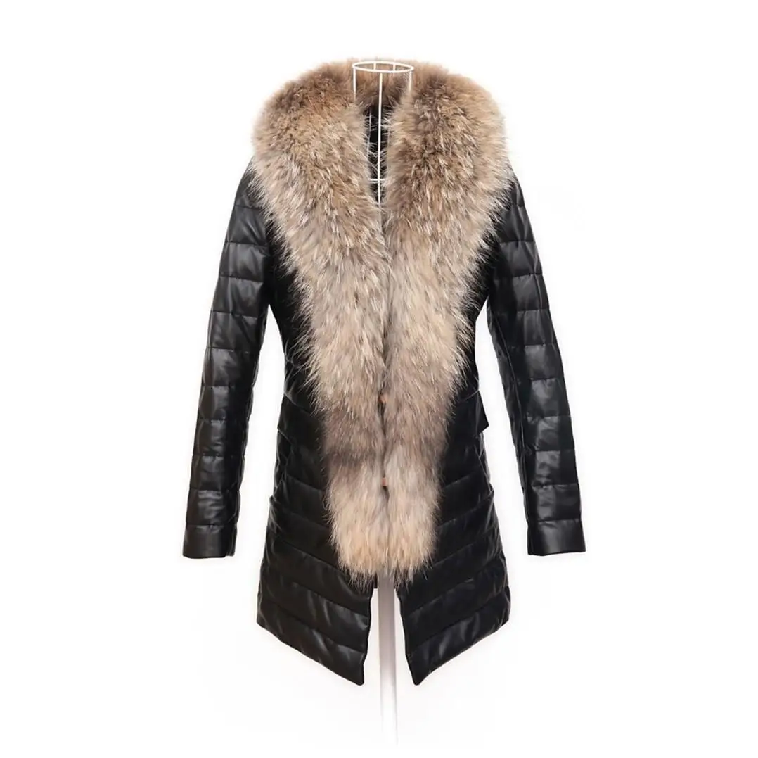 Зимняя женская куртка размера плюс из искусственной кожи, лоскутное меховое пальто с воротником из искусственного меха, длинное повседневное женское пальто из искусственной кожи