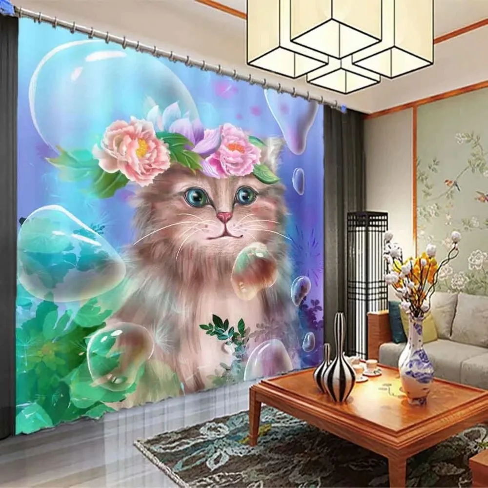3D шторы для животных, занавески на заказ, музыкальные занавески для гостиной, Детские затемненные занавески, современные занавески для любой комнаты, высота