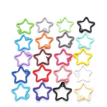 

20pcs 35mm Colorful Metal Key Ring Buckles Star Shape Key Holder Split Rings DIY Handmade Bags Purse Garment Accessories