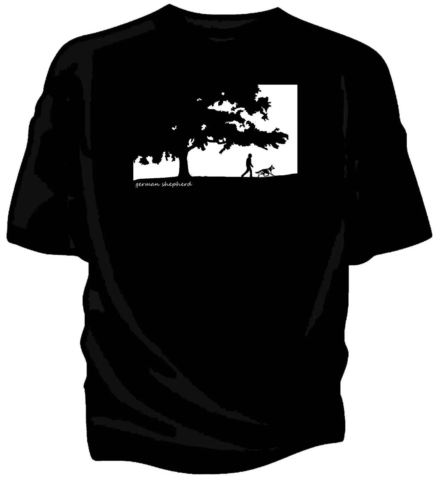 Original Art Sketch. Walking The German Shepherd Dog Mens Print T-Shirt 100% Cotton | Мужская одежда
