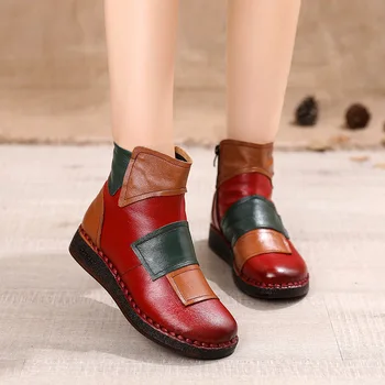 

Winter Snow Boots 2020 Booties Genuine Leather Shoes Woman Flat Shoes Snowboots Ladies Ankle Boots for Women Flats Botas Mujer
