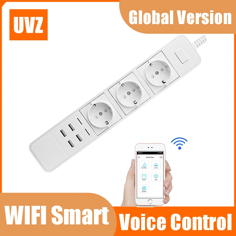 UVZ Power Strip Plug Portable Adapter WiFi Smart Remote Control Socket Can Be Voice Overload Protection |