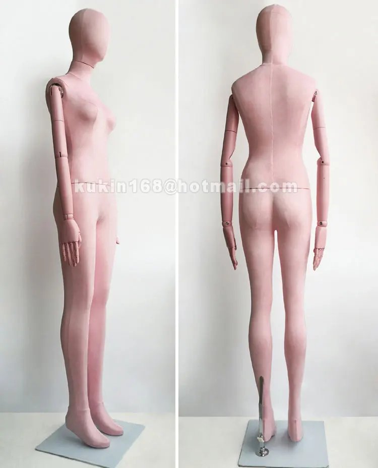 Женский манекен для демонстрации всего тела с розовыми деревянными ручками