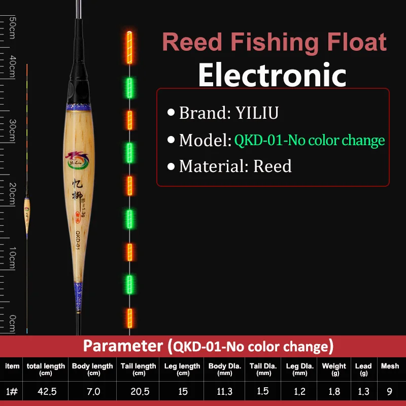 Фирменная сигнализация, изменение цвета, электронный рыболовный поплавки, светодиодный светильник, светящийся вертикальный буй, светящийся в темноте, четко аксессуары для озера - Цвет: QKD-01-NoColorChange
