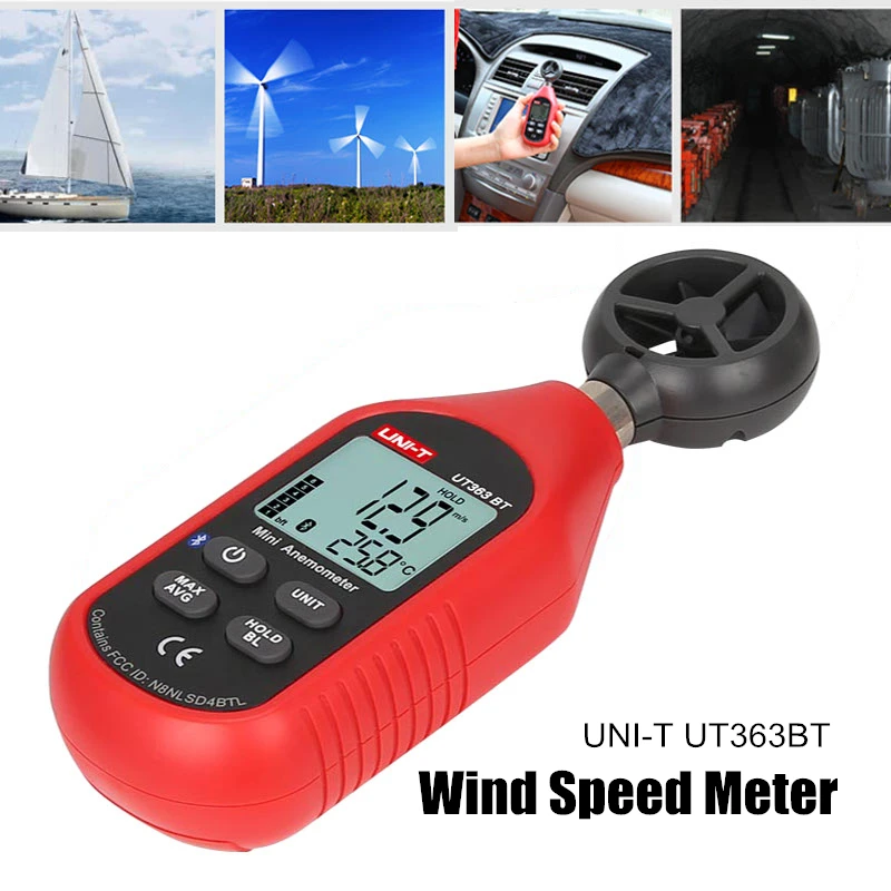 

UNI-T UT363 Handheld Anemometer Digital Wind Speed Measurement Temperature Tester LCD Display Air Flows Speed Wind Meter
