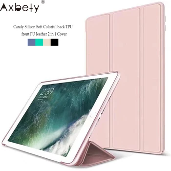 

Coque For Apple New iPad 9.7 2017 Cover Candy Silicon Soft Colorful back TPU & front PU leather 2 in 1 Cover For ipad 2018 case