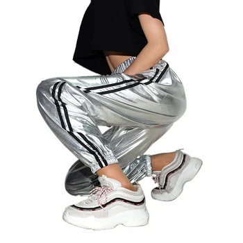 

Fashion Women Workout Casual Loose Pants Side Striped Sports Trousers Ladies Elastic Waist Trouser Ladies sweatpants Streetwear