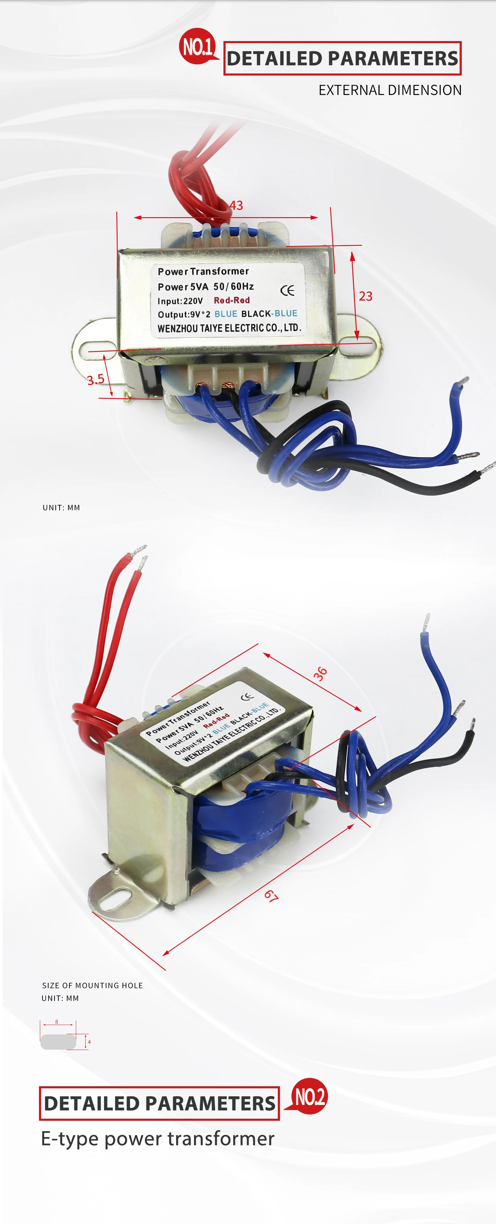 Description Picture 3 of item5W Power transformer  matched power Transformer Output Voltage copper core Input  220V 380V  single/Dual Audio Transformer