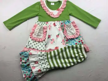 

girls Valentine's day loving heart adorable dogs girls outfits kids holiday party clothing set