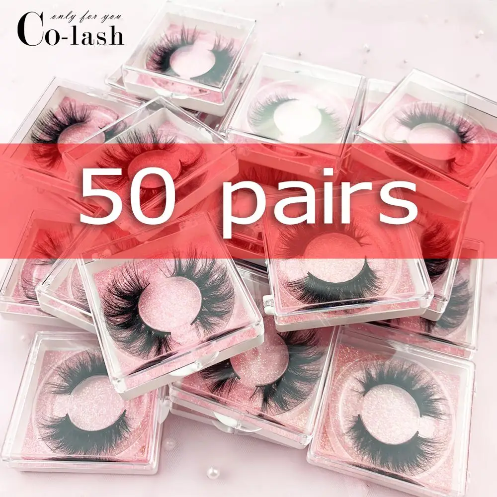 

Colash Custom box false eye lashes Natural 100% handmade thick False Eyelashes Mink Eyelashes Square 50 box