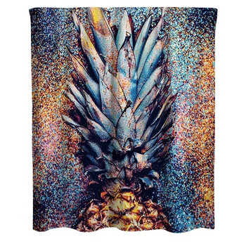 

Soft Flickering Pineapple Easy Install 12 Hooks Polyester Fabric Fashion Home Bathroom Accessories Hanging Toilet Shower Curtain