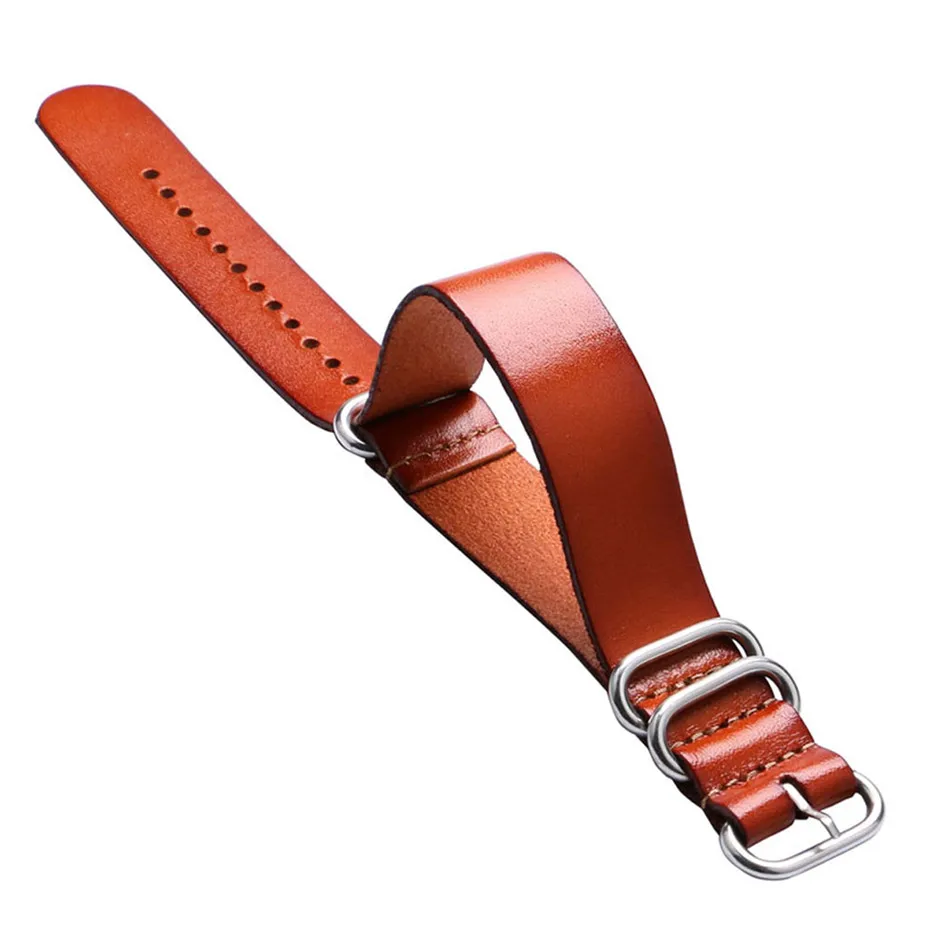 

18/20/22mm Width Genuine Leather Watchbands Black/Brown 25cm Length Watch Straps Pin Buckle with Spring Bars
