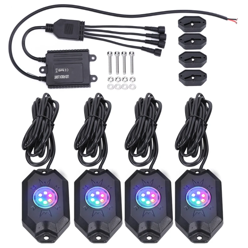 4X RGB светодиодный фары рок комплект с подключением по Bluetooth APP Управление Функция